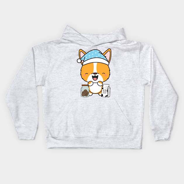 Funny Corgi is having a midnight snack Kids Hoodie by Pet Station